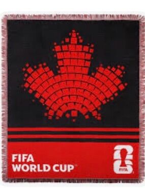 **🏆 FIFA World Cup Tapestry Throw Blanket – NEW With Tags! 🏆** red black